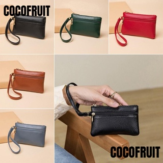 กระเป๋าสตางค์ COCOFRUIT หนัง PU กันน้ํา น้ําหนักเบา แต่งซิปคู่ ขนาดเล็ก สีพื้น แฟชั่นสําหรับสตรี