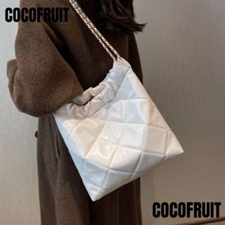 Cocofruit กระเป๋าถือ กระเป๋าสะพายไหล่ สะพายข้าง หนัง Pu ความจุสูง สีพื้น แฟชั่นสําหรับสตรี