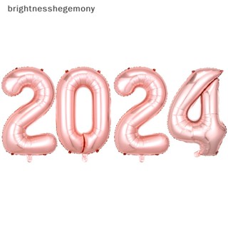 Bgth ลูกโป่งฟิล์มอลูมิเนียม รูปตัวเลข 2024 สําหรับตกแต่งปาร์ตี้ปีใหม่ 1 ชุด