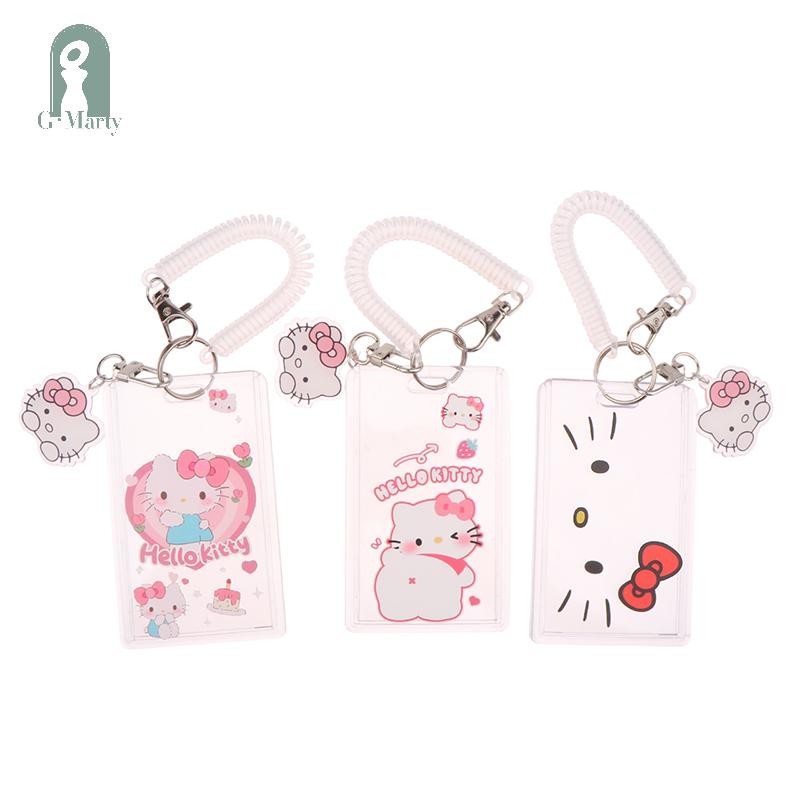 Gmarty Kawaii Hello Kitty ผู้ถือบัตรโปร่งใสฝาครอบภาพการ์ตูนป้ายบัตร ...