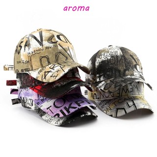 Aroma หมวกเบสบอล สไตล์ฮิปฮอป สตรีทพังก์ กราฟฟิติ แฟชั่นสําหรับผู้หญิง ผู้ชาย