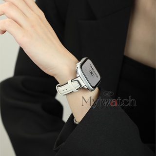 สายนาฬิกาข้อมือหนัง ซิลิโคน ขนาดเล็ก บางมาก สําหรับ iwatch Series 8 7 SE 6 5 4 3 2 45 มม. 49 มม. 41 มม. 40 มม. 38 มม. 42 มม.