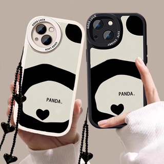 OPPO Reno 8T A98 A78 A16 A74 A54 A95 A15 A15S A57 2022 4G A76 A96 A77 5G A93 A55 A16K A16E A16S A53 A33 A5 A9 2020 A52 A72 A92 A31 A1K A7 A77S A3S A83 A5S A12 A11K F9 F11 Cute Cartoon Couple Black Panda With Lanyard Lens Protection Phone Case 1XPN 83