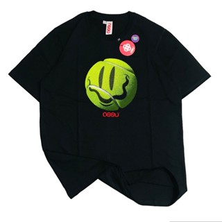 [S-5XL]ผ้าฝ้าย 100% เสื้อยืด ลาย Ossu Tennis Smile 3D สีเทา สีดํา