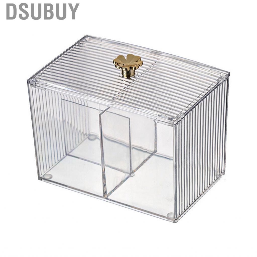 dsubuy-cotton-swab-container-storage-box-pet-plastic-transparent-facilitate-classification-moderate-size-with-grid-for-makeup-cosmetics
