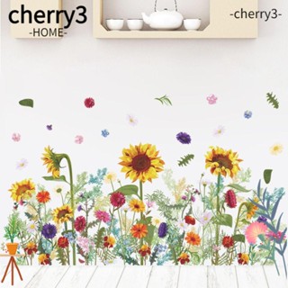 Cherry3 สติกเกอร์ไวนิล ลายดอกเดซี่ ดอกทานตะวัน DIY สําหรับติดตกแต่งผนังบ้าน ห้องเด็กเล็ก