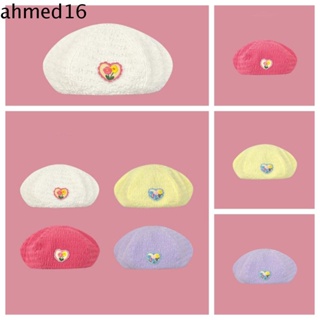 Ahmed หมวกเบเร่ต์ หมวกจิตรกรหัวใจ หมวกจิตรกรสีลูกกวาด หมวกศิลปิน ดอกไม้ฤดูใบไม้ผลิ หมวกแปดเหลี่ยมญี่ปุ่นกลางแจ้ง