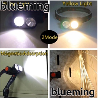 Blueming2 ไฟฉายคาดศีรษะ LED แบบพกพา กันน้ํา สีขาว สีเหลือง สําหรับตกปลา เดินป่า ขี่จักรยาน