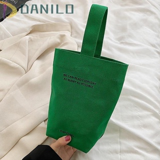 Danilo กระเป๋าผ้าแคนวาส พิมพ์ลายตัวอักษร แบบพกพา เรียบง่าย