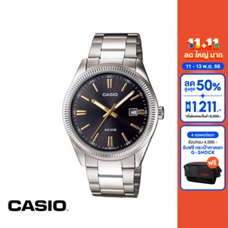 CASIO นาฬิกาข้อมือ CASIO รุ่น MTP-1302D-1A2VDF วัสดุสเตนเลสสตีล สีดำ