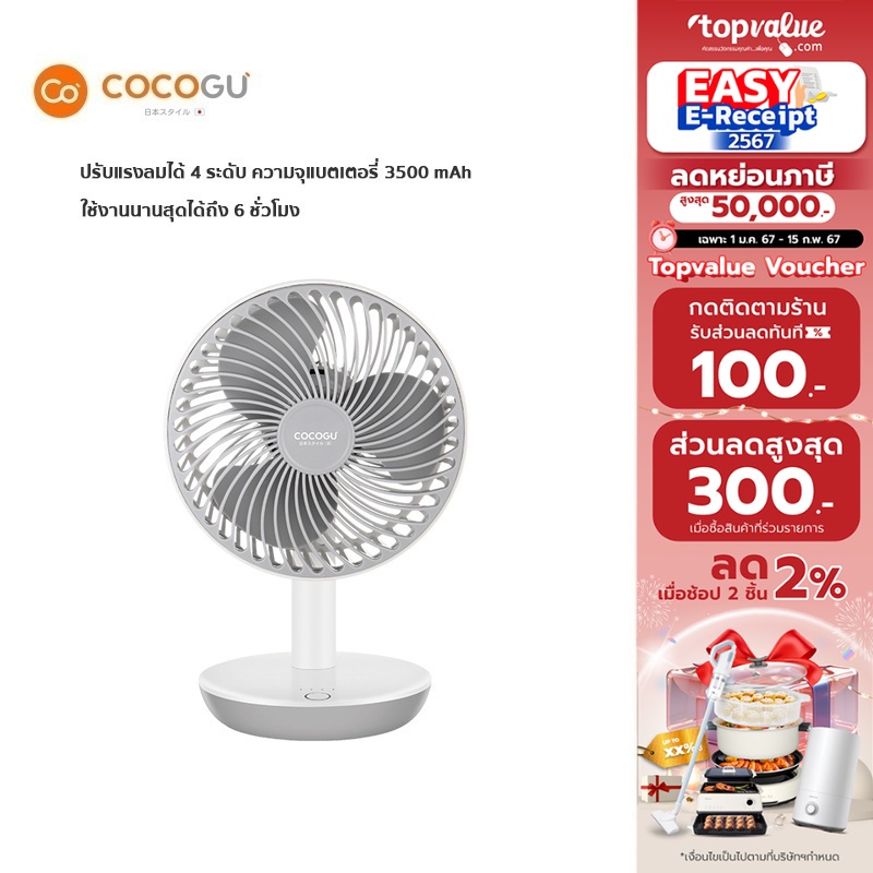 [ร่วม easy ereceipt] COCOGU Charger Table Fan พัดลมตั้งโต๊ะชาร์จ USB