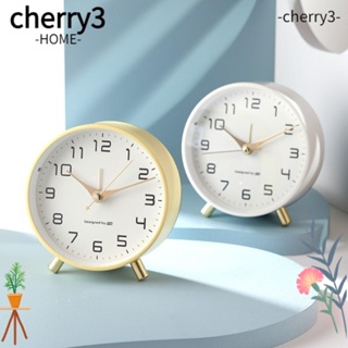 Cherry3 นาฬิกาตั้งโต๊ะ โลหะ ทรงกลม ขนาดเล็ก แบบพกพา เสียงเงียบ 6 สี สําหรับเด็กนักเรียน