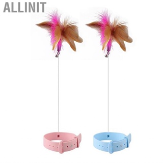 Allinit Teasing Wand Collar  Adjustable Feather Toys Interactive Color for Outdoor