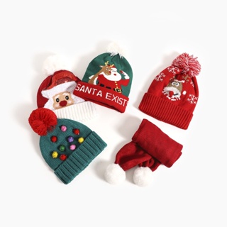 น่ารัก ซานตาคลอส เอลก์ เด็ก หมวกคริสต์มาส ผ้าพันคอ / หมวกอุ่น โดยชุดเด็ก ผ้าพันคอ