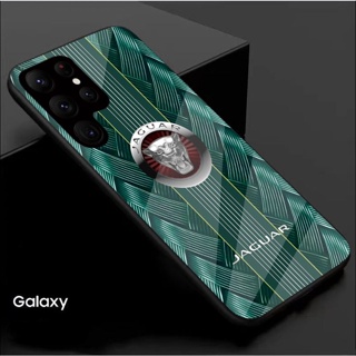 เคสโทรศัพท์มือถือแบบแก้ว ลายโลโก้รถยนต์ Jaguar สีเขียว สร้างสรรค์ สําหรับ Samsung S23 Ultra S22 S21 Plus FE S22ultra S20