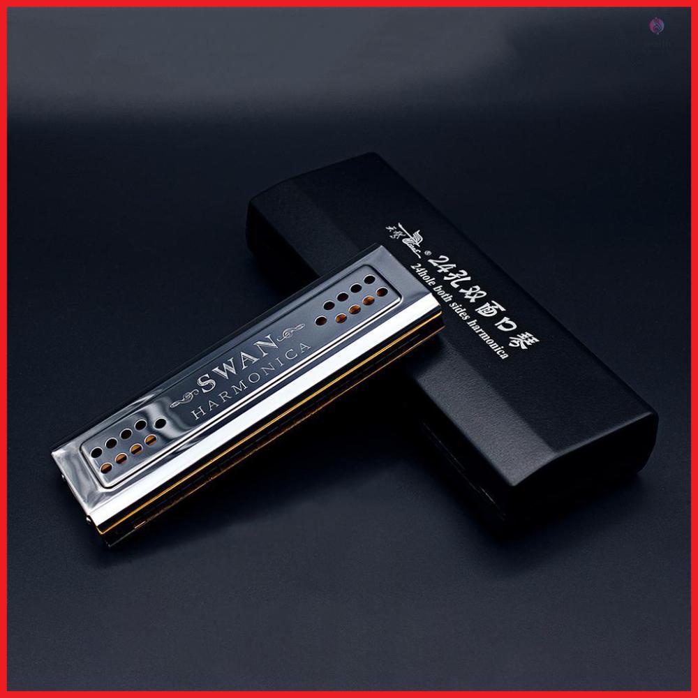 SWAN Tremolo Harmonica Mouth Organ Key of C&G 24 Double Holes Reed Wind ...
