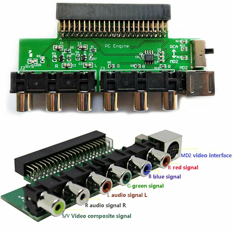 NEC PCE PC เครื่องยนต์คอนโซลการ์ด RGB AV Booster upscale turbografx ...