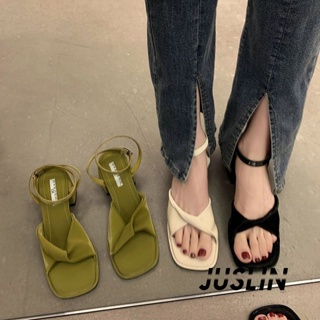 JUSLIN   รองเท้าแตะผู้หญิง ส้นแบน ใส่สบาย สไตล์เกาหลี รองเท้าแฟชั่น 2023 ใหม่  ทันสมัย Chic ทันสมัย ทันสมัย B28G18U 37Z230910