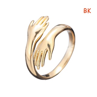 Bk ใหม่ โรแมนติก มือด้วยความรัก กอด แหวน สร้างสรรค์ ปรับได้ ความรักตลอดไป เปิดนิ้วมือ แหวน สําหรับผู้หญิง ผู้ชาย แฟชั่น เครื่องประดับ ของขวัญ
