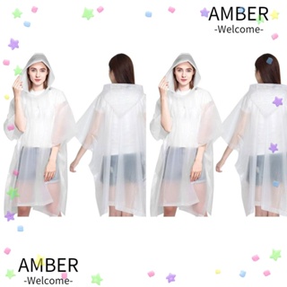 Amber เสื้อกันฝน EVA กันน้ํา ใช้แล้วทิ้ง สีขาว สําหรับผู้ใหญ่ 4 ชิ้น