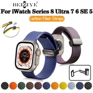 สายนาฬิกาข้อมือ คาร์บอนไฟเบอร์ แบบแม่เหล็ก สําหรับ Iwatch Ultra Band 49 มม. 44 มม. 45 มม. 41 มม. 40 มม. 38 มม. Iwatch Series 8 7 6 SE 5 4 3