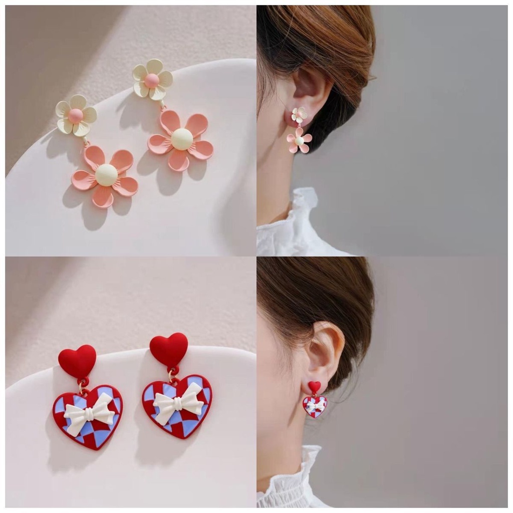 pink-flower-earrings-summer-earrings-super-fairy-air-earrings-simple-high-grade-high-face-earrings-small-fresh-earrings