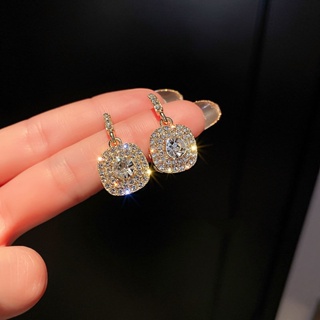 925 silver needle super flash full drill geometric earrings temperament high atmosphere earrings 2021 new light luxury earrings for women