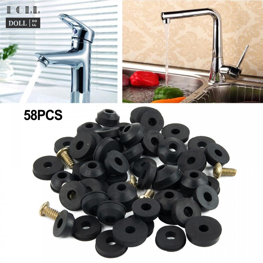 new-durable-flat-and-beveled-faucet-washers-and-brass-bib-screws-assortment-48-58pcs