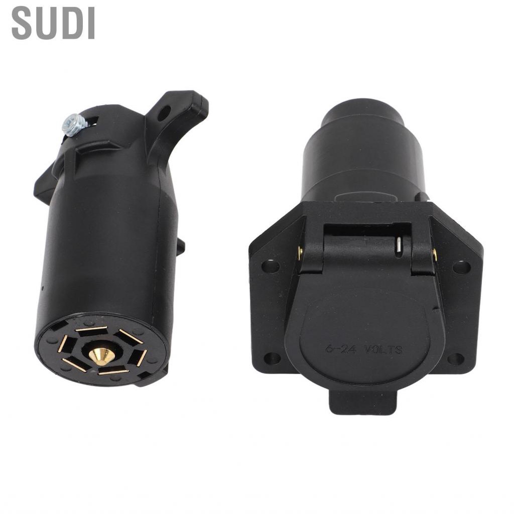 Sudi 7 Pin Trailer Wiring Adapter Plug Poles Round Connector Dust Cover ...