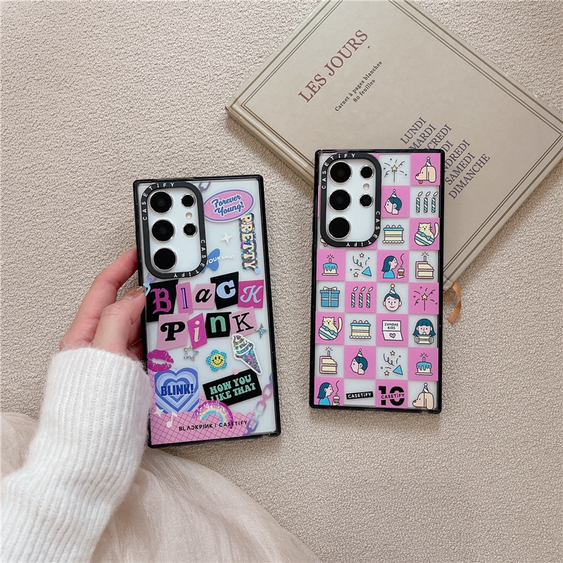 CASETIFY【Birthday Checkerboard】เคสโทรศัพท์มือถืออะคริลิคใส กันกระแทก ลายตารางหมากรุก สีดํา