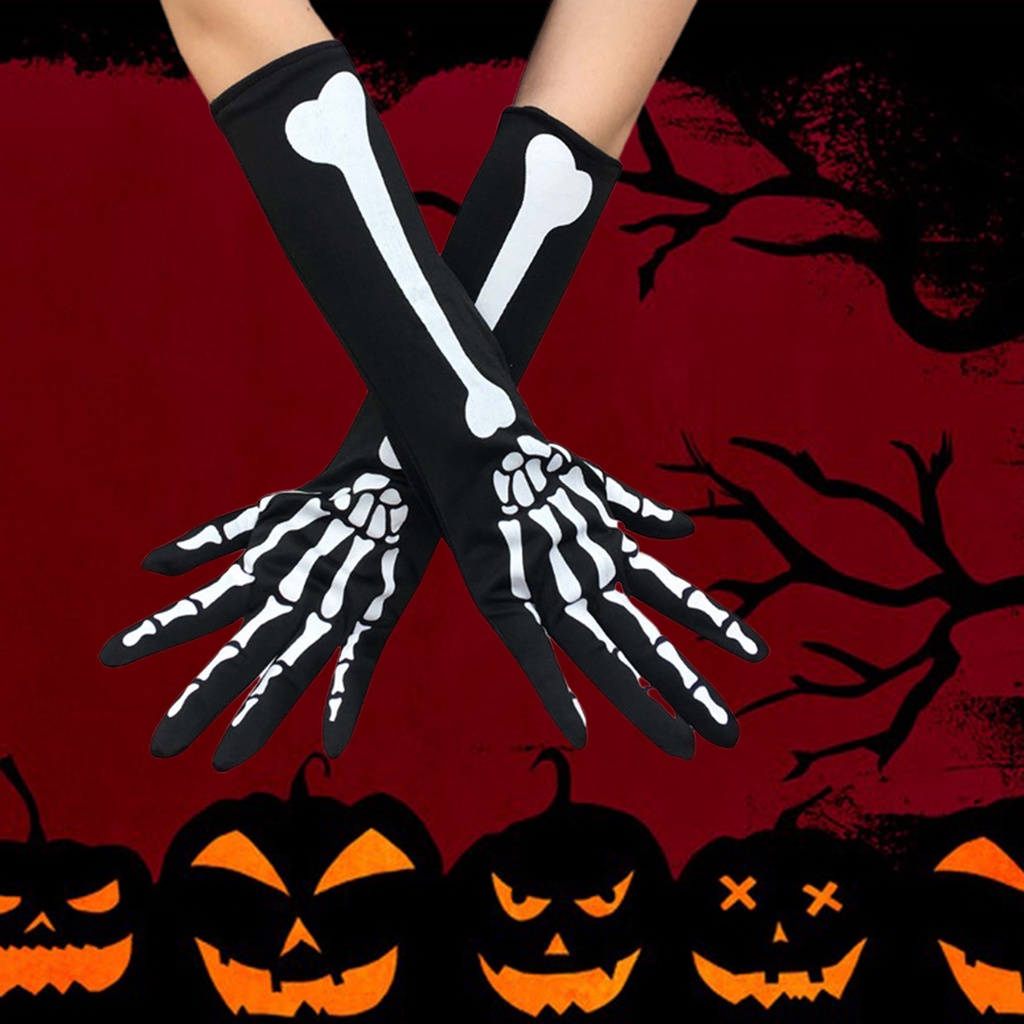 halloween-ถุงมือคอสเพลย์-รูปหัวกะโหลก-แบบเรืองแสง-สําหรับปาร์ตี้ฮาโลวีน-1-คู่