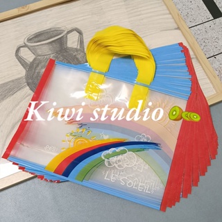 Kiwistudio 【แพ็คละ 50 ชิ้น】ถุงหิ้วพลาสติก สีรุ้ง สไตล์ญี่ปุ่น และเกาหลี สําหรับใส่เสื้อผ้า 1HCYK216