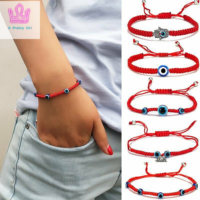 สร้อยข้อมือ-เชือกถัก-รูปดวงตาชั่วร้าย-สีแดง-สามารถปรับได้-แบบสร้างสรรค์-สีฟ้า-แบบใหม่-แฟชั่นสําหรับเด็กผู้หญิง