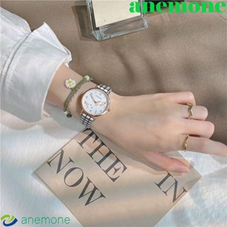 Anemone Star นาฬิกาข้อมือแฟชั่น สายหนัง PU ลายสก๊อต เรืองแสง สไตล์วินเทจ ของขวัญวันเกิด สําหรับผู้หญิง