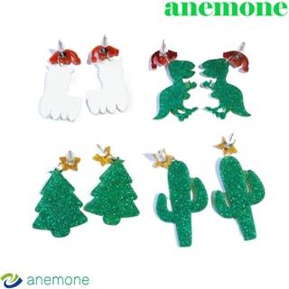 Anemone ต่างหู จี้รูปต้นคริสต์มาส กระบองเพชร สัตว์ลามะ ของขวัญปีใหม่