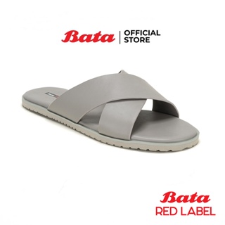 Bata บาจา Red Label รองเท้าแตะแบบสวม สวมใส่ง่าย สายไขว้ ดีไซน์เก๋ สำหรับผู้ชาย รุ่น RL-RAITH สีเทา รหัส 8602012