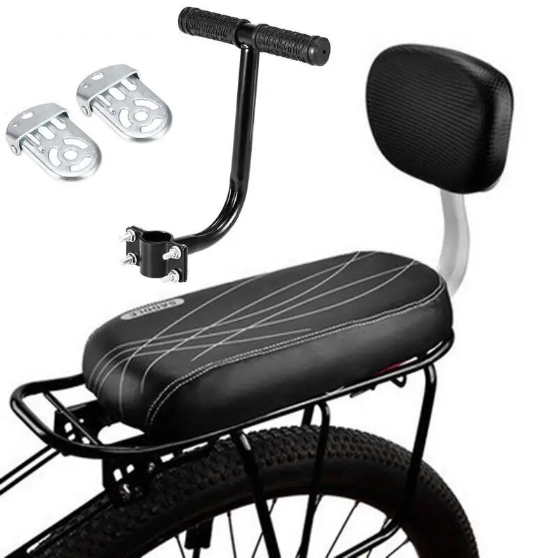 Bike Child Seat Bike Saddle with Back Rest Bicycle Back Seat MTB Bicycle Rear Rack Saddle PU Leather Cushion For Cycling