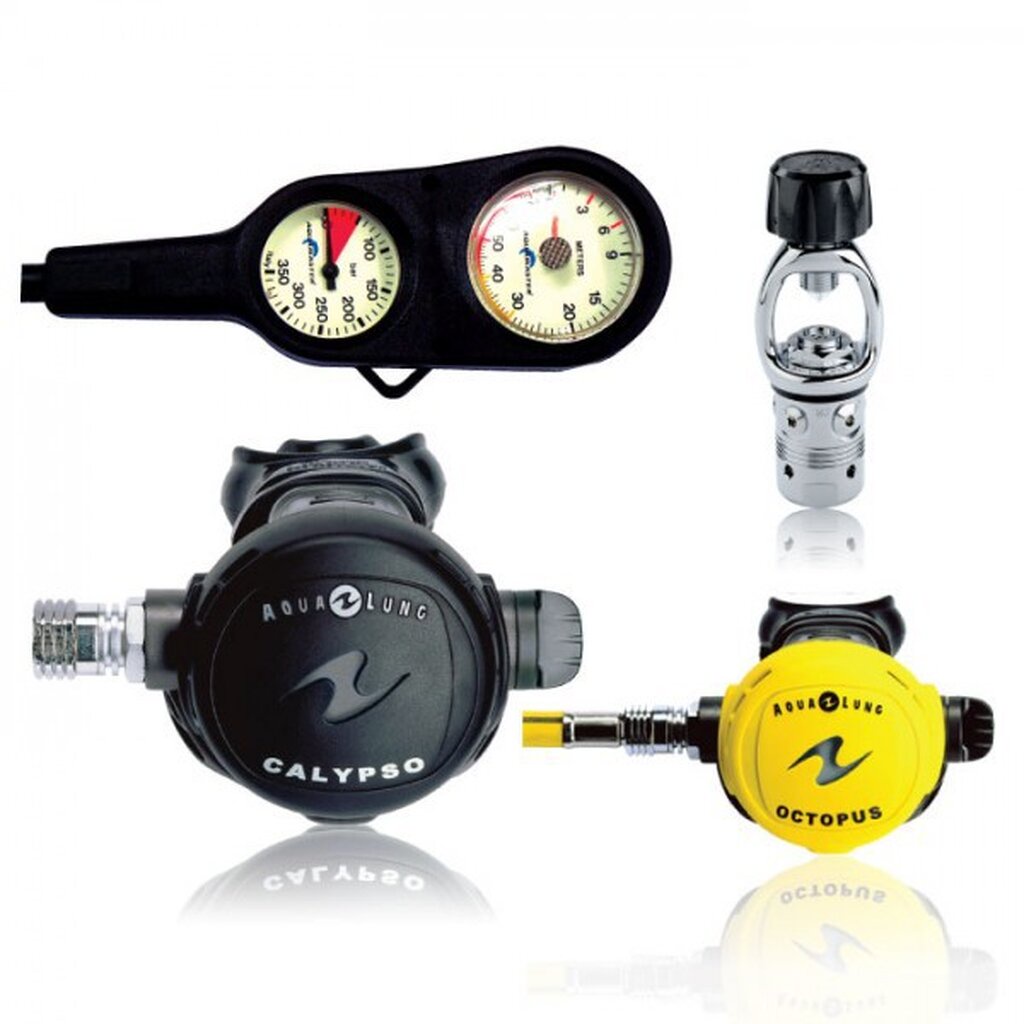 aqualung-regulators-set-calypso-regulator-calypso-octopus-depth-pressure-gauge-slimeline-อุปกรณ์หายใจใต้น้ำ