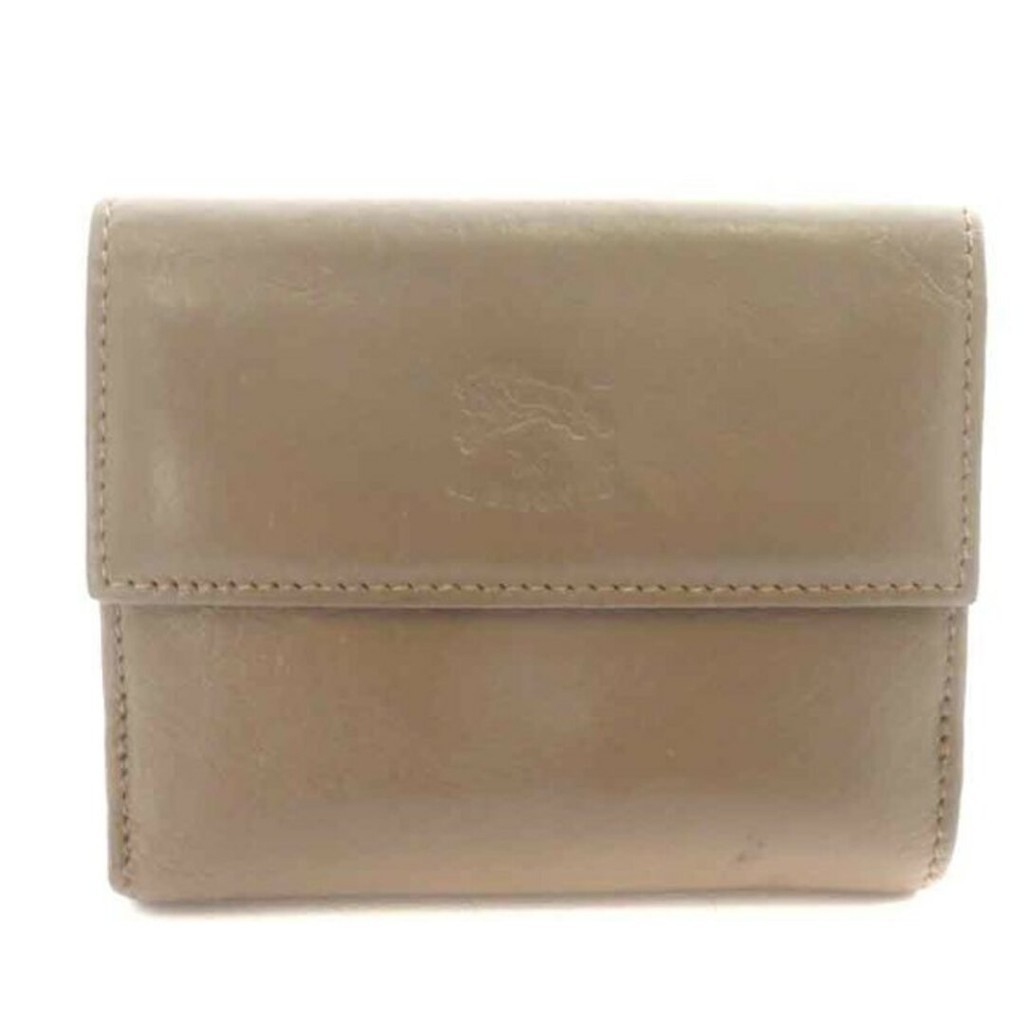 IL BISONTE Bifold Wallet Bi-fold Coin Purse Leather Beige 5472300840 Direct from Japan ...