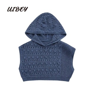 Uibey เสื้อถัก แขนกุด มีฮู้ด อเนกประสงค์ 3907