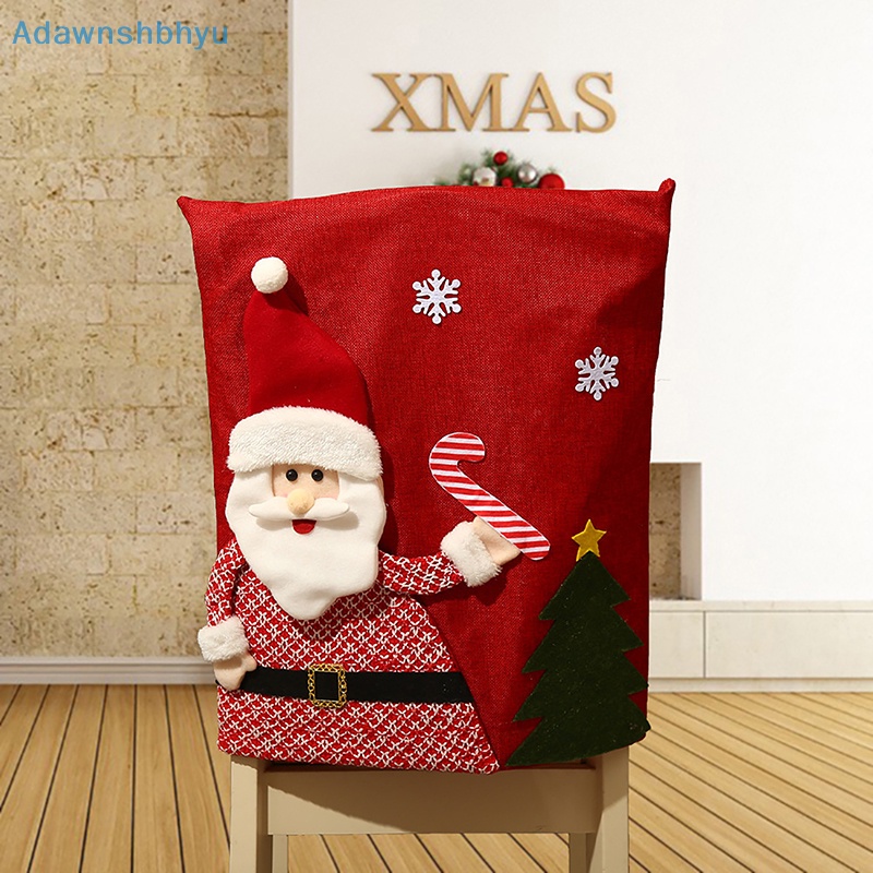 adhyu-ผ้าคลุมเก้าอี้-ลายสโนว์แมน-ซานต้าคลอส-สําหรับตกแต่งห้องครัว-ห้องรับประทานอาหาร