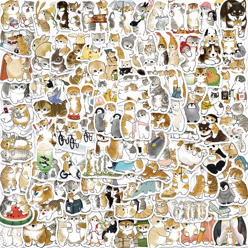100Pcs/Set Q Funny Cats Series 03 Kitten Best Friends Stickers DIY ...