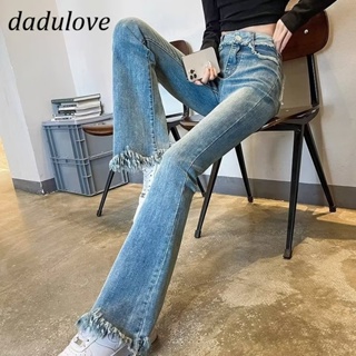 DaDulove💕 New American Ins High Street Raw Edge Micro Flared Jeans Niche High Waist Wide Leg Pants Trousers