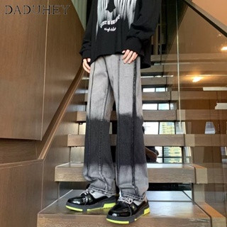 DaDuHey🔥 Mens 2023 New Hip Hop Ins Trendy High Street Fashionable Handsome Casual Pants Hong Kong Style Retro Fashion Personality Gradient Loose Jeans