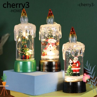 Cherry3 เทียนพลาสติก LED รูปซานต้าครอส สโนว์แมน 3 สี ใช้แบตเตอรี่ สําหรับตกแต่งต้นคริสต์มาส