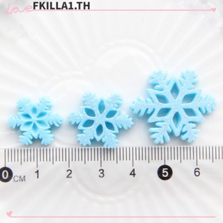 Faccfki เกล็ดหิมะเรซิ่น 3 ขนาด สีฟ้าอ่อน 50 ชิ้น สําหรับงานปาร์ตี้คริสต์มาส ฤดูหนาว DIY