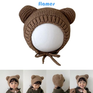Fl หมวกบีนนี่ ผ้าถัก แต่งหูหมีน่ารัก ระบายอากาศ สําหรับเด็กทารก เด็กวัยหัดเดิน ฤดูใบไม้ร่วง ฤดูหนาว