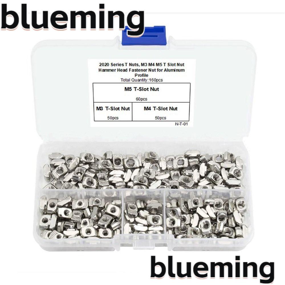 blueming2-น็อตสล็อต-t-160-ชิ้น-พร้อมกล่องเก็บ-ชุบนิกเกิล-เหล็กคาร์บอน-ทนทาน-m3-m4-m5