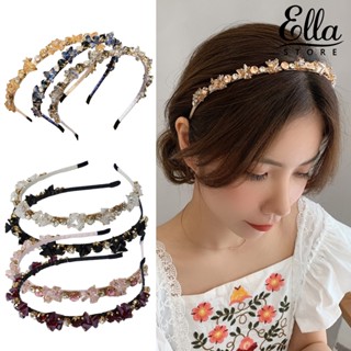 Ellastore123 ที่คาดผม กันลื่น ประดับพลอยเทียม ลายดอกไม้ สําหรับเด็กผู้หญิง