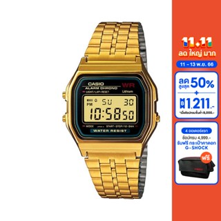 CASIO นาฬิกาข้อมือ CASIO รุ่น A159WGEA-1DF วัสดุสเตนเลสสตีล สีทอง